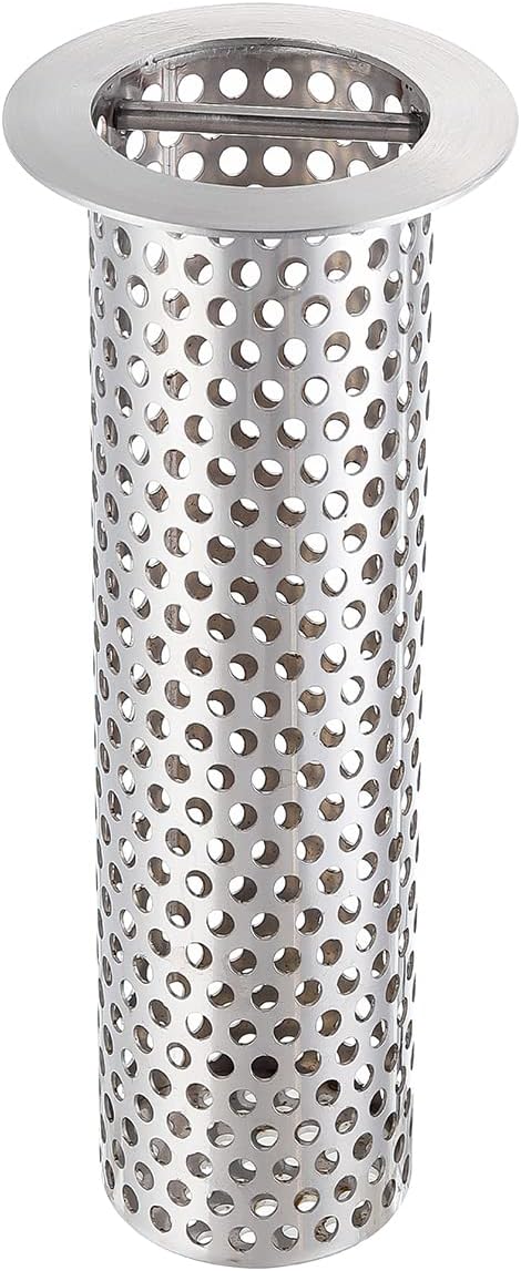 Commercial Floor Drain Strainer, 2 1/2" Lip Diameter x 6" Tall Perforated Cylindrical Mesh 316 Stainless Steel Drain Strainer with Carry Handle for Restaurant/Factory/Kitchen/Laboratory