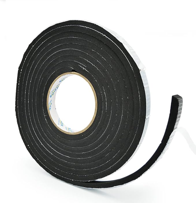 Alenor EPDM Black Foam Insulation Tape Self Adhesive 2/5"x3/5" x 16' Ft –Pack of 1- Weather Stripping for Doors & Windows,Soundproofing,Door Seal,Weatherstrip,Pipe Cooling,Air Conditioning Seal Strip