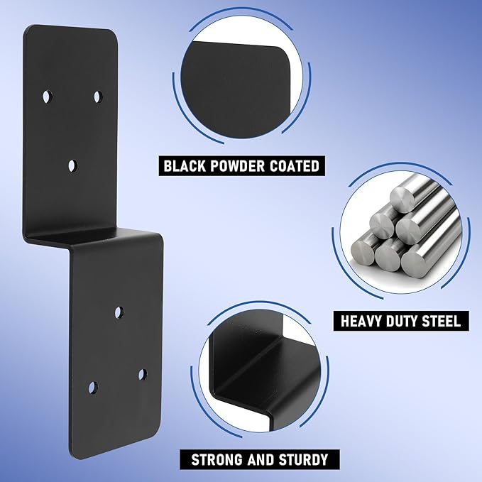8 PCS 3"x 5" Z Brackets Post to Beam Support, Heavy Duty Carbon Steel Double Angle Channel Angle Support for Wood Shelf Fixing Timber Connector Pergola Bracket