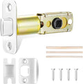 Polished Chrome Adjustable Door Latch 60 or 70mm, 45° Turning Angle, Door Lock Replacement Parts with Door Strike Plate, Wood Dowel, Dust-Boxes
