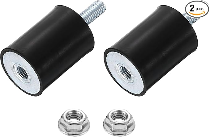 uxcell M8 Rubber Mounts, 2Pcs 30x40mm(DxH) Rubber Cylindrical Anti Vibration Isolator Shock Absorber with Lock Nut for Car Bobbin Generator Air Compressors