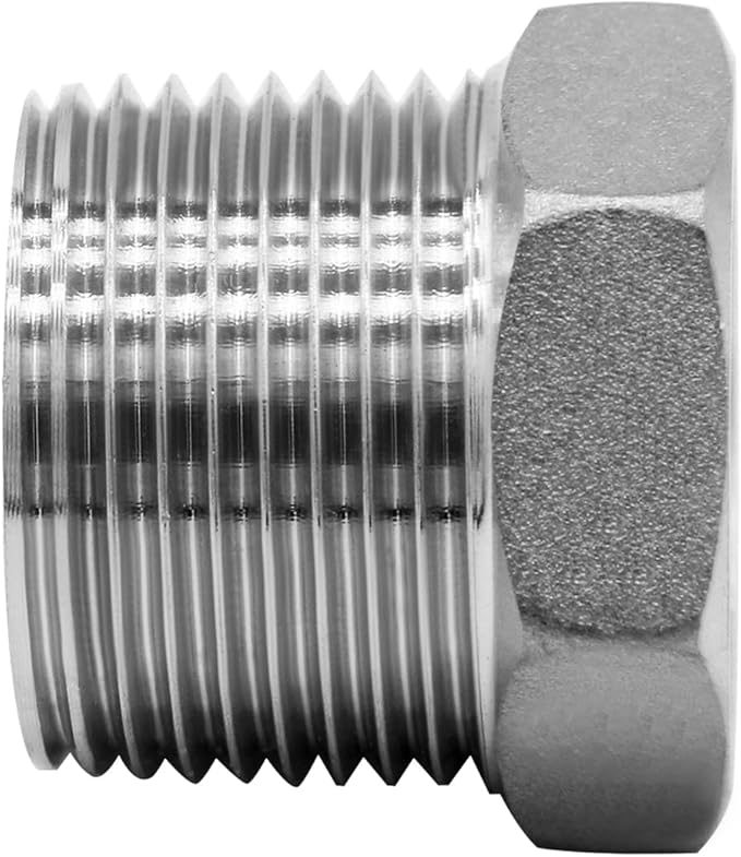 Stainless Steel 1/2" Male NPT to 1/8" Female NPT Reducer Hex Bushing Pipe Fitting Adapter (pack of 5)