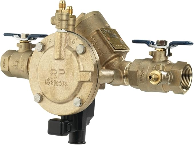 Febco LF825Y Series 3/4" Bronze Reduced Pressure Zone Backflow Preventer Assembly, Quarter Turn Shutoff, Y Pattern, Flood Sensor with SentryPlus Alert Technology for Relief Valve