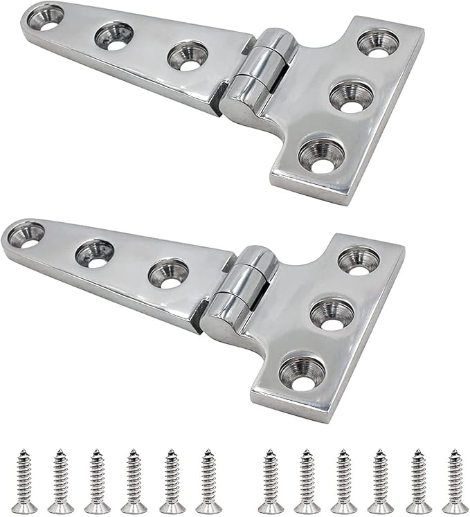 Boat T Type Hinge, Marine Grade Stainless Steel 316 Heavy Duty Strap Butt Hinge Durable Marine Applications for Hatch, Cabinet, Gate, and Door