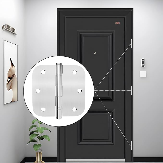 Door Hinges, 3 Pack 304 Stainless Steel Hinges 3.5 inch Hinges for Doors Interior/Exterior Door Hinges with 5/8 Radius Corners