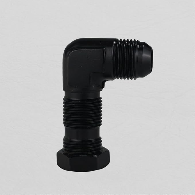 8AN Male Flare 90 Degree Bulkhead Fitting Adapter with 8AN Nut Aluminum Black