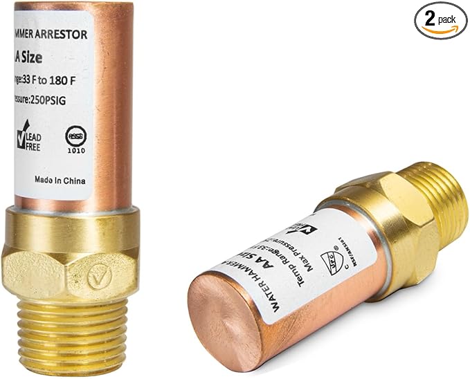 2-Pack EFIELD MH-130-3, 1/2-Inch Straight MIP Connection Copper Water Hammer Arrestor,(HAMMER005-2PCS)