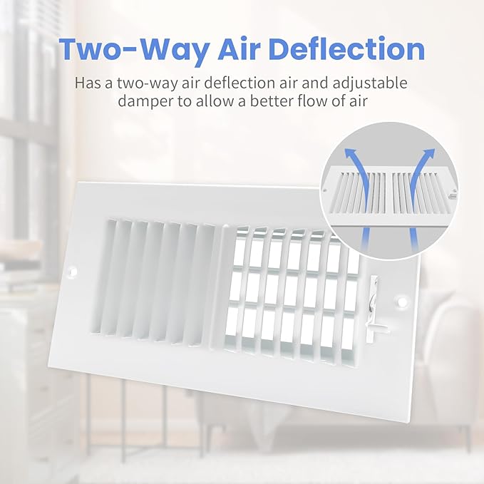 8 x 4 Inch [Duct Opening] Air Vent Covers for Wall or Ceiling - High Airflow 2 Way Steel Ventilation - Adjustable Wall/Ceiling Register, 9-3/4 Inch x 5-3/4 Inch [Overall Dimensions]