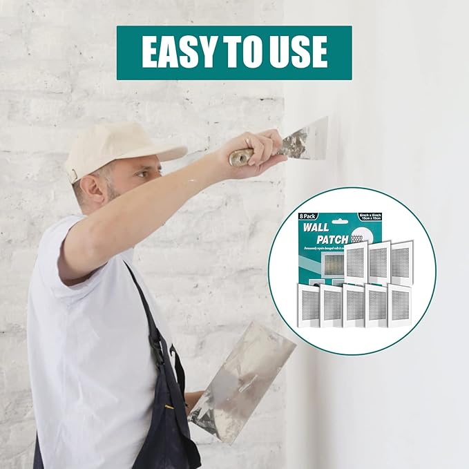 8Pcs 6 Inch Drywall Patch, Wall Repair Patches, Self-Adhesive Fiberglass Repair Kit Dry Wall Hole Repair Patch for Aluminum Metal Sheetrock Ceiling (6"x 6")