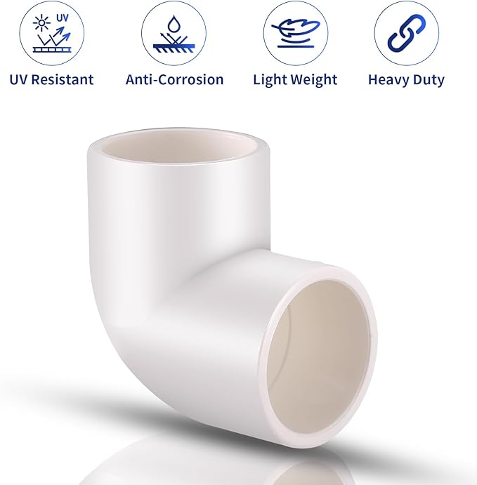 1/2" 20 Pcs 90 Degree Elbow Pipe Fittings (Socket x Socket), Heavy Duty 2 Way Right Angle Pipe Fitting for DIY Creations, Schedule 40 Coupling Adapter.