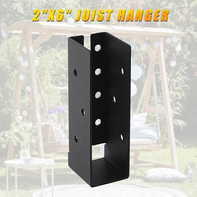 Concealed Joist Hangers, 16 Pcs of 2"x6" Outdoor Trim Concealed Flanges, Q235B Steel Powder Coated Concealed Mount Joist Hangers for 2"x6" Beam Swing…