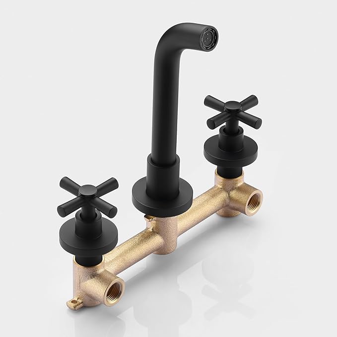 sumerain Matte Black Bathroom Faucet,Wall Mount Black Bathroom Faucets and Rough-in Valve Included