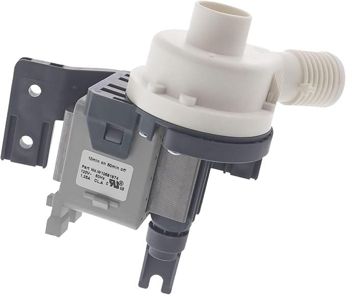 W10581874 Washing Machine Drain Pump Compatible with Maytag Kenmore Whirlpool Washing Machine Brand Can Directly Replace W10581874, 3449735, AP5949627, AP6023189, EAP10056668. 120V 60Hz 1.25A
