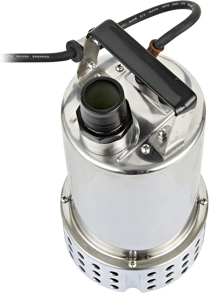 Little Giant MDP-1 115-Volt, 4260 GPH, 3/4 HP Manual Submersible Stainless Steel Main Drain Swimming Pool Utility Pump for Removing Standing Water, 25-ft Power Cord, Steel, 577306