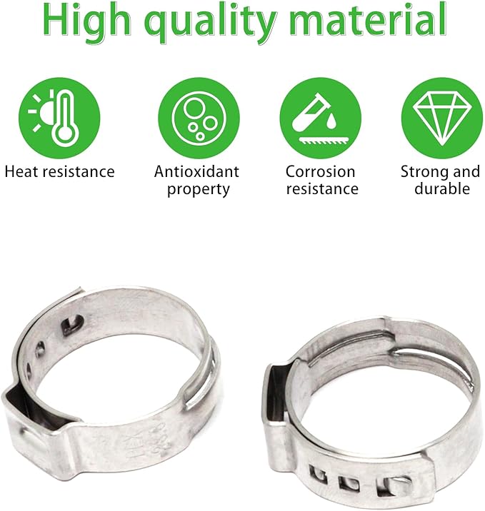 Stainless Steel 304 Pex Crimp Ring Clamp, Hose Pex Fitting Clamps (3/4 Inch, 50pcs)