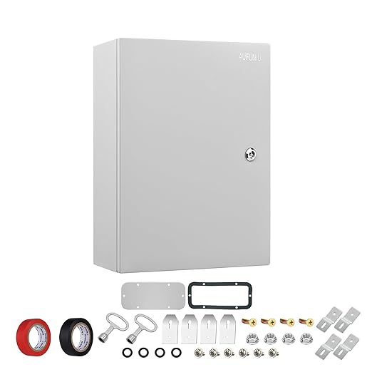 Steel Electrical Junction Box, 20 x 12 x 10 inch Waterproof & Dustproof Electrical Enclosure, Outdoor & Indoor Universal Project Box with Lock & Mounting Plate
