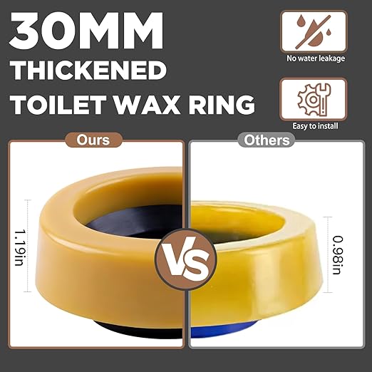 Wax Ring for Toilet Extra Thick, 2Pcs Universal Toilet Wax Ring Replacement Kit with Flange & Bolts, Toilet Ring Seal Bowl Wax for Floor Outlet Toilets New Install or Re-seat, Fit 3" or 4" Waste Lines