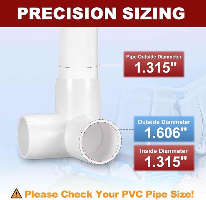 16Pcs 1" Elbow PVC Fitting, SCH40 3-Way Tee Furniture Grade PVC Pipe Fitting, DIY Corner Elbow Connector for Building Furniture, Greenhouse Frame Connection, Socket x Socket, White