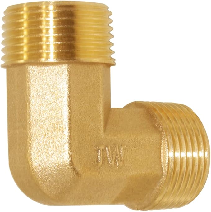 Joywayus 90-Degree Male Elbow Garden Hose Pipe Fitting Forged Brass Right Angle 3/4" GHT Male x 3/4" GHT Male (Pack of 2)
