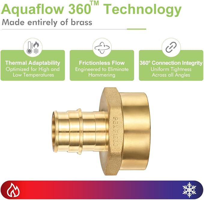 2 Pack Pex-A Brass Expansion to Female Thread Adapter, 3/4 Inch PEX-A to 1 Inch Female NPT,Zero-Lead Brass NSF/ANSI 61 NSF 372 Certificate, ASTM F1960 Certified