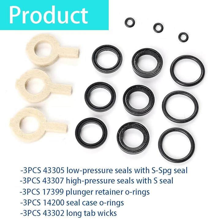 30623 Seal Kit Replacement Fit For Cat Pump Model 30 31 34 35 310 340 350 310B 310S 310W 340S 340B 340W 350 350S 350B 350W Models, 5 Frame Plunger Pumps 6PACK