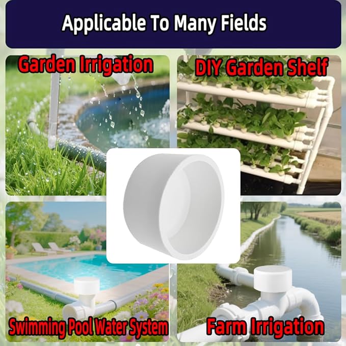 11/2inch PVC Pipe End Cap Fitting,Schedule 40, 1.5“ PVC Pipe End Cap Plug Adapter for Cold Water Supply Lines,Garden Irrigation&DIY Garden Shelf,White.(10 Pcs）