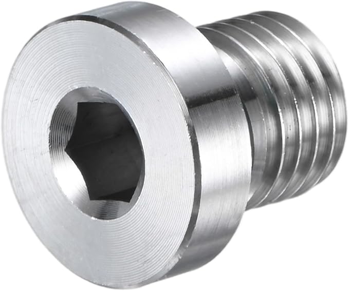 1-Pack Inner Hex Head Pipe Fitting Plug, M12x1.5mm 304 Stainless Steel Socket Bung Plug with Fluorine Sealing Ring for Terminate Pipe Ends/Replacement Drains