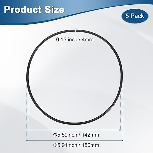 5-Pcak Nitrile Rubber O-Rings, 142mm ID, 150mm OD, 4mm Width, Metric Sealing Washer Gasket for Automotive Machine Plumbing/Faucet/Air or Gas Connections, Resists Oil and Heat