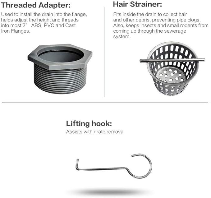 Neodrain 12-Inch Linear Shower Drain with Removable Grate, Professional Brushed 304 Stainless Steel Rectangle Shower Floor Drain Manufacturer, Linear Drain with Hair Strainer