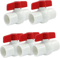 5 Pcs 1 Inch PVC Ball Valves, Water Shut Off Valves, 32mm Socket with Red T-Handle, Rated at 150 PSI Pipe Fittings for Swimming Pool, Plumbing & Irrigation Systems