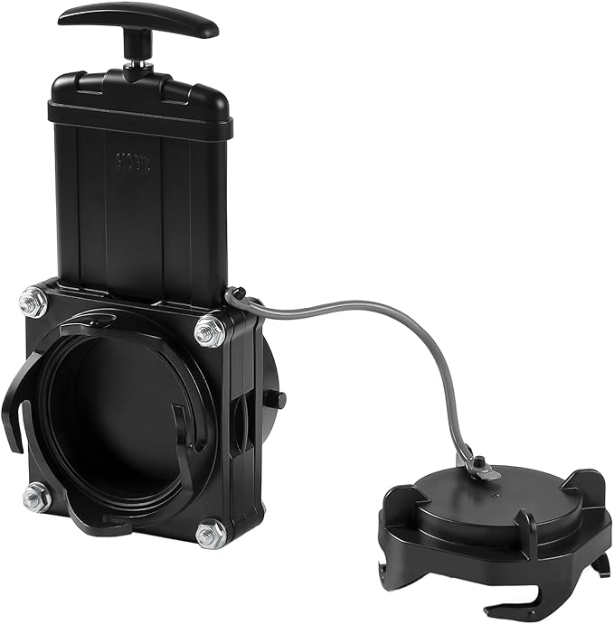 Short Bayonet Hook Twist-On Waste Valve RV Gate Valve Compatible with Most Brands of Bayonet/Lug Adapter UV-Resistant(1Pack) Black(8050)