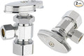 (Pack of 2) EFIELD Multi-Turn Angle Stop Valve 1/2" Nominal (5/8" OD) Compression x 3/8" OD, LF Brass Chrome Plate, NSF/ANSI 61,(VALVE362-2PCS)