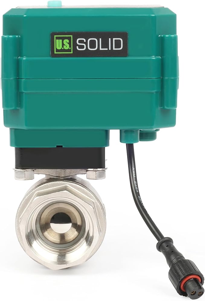 U.S. Solid 1" Smart Motorized Ball Valve - Stainless Steel Remote App Mobile-control Electrical Ball Valve with Manual Switch, Plug Connection