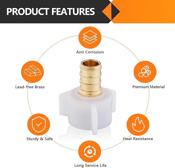 2-Pack HeSun PEX Fittings, 3/4" Pex x 3/4" Female NPT Swivel Adapter, Brass Crimp Fitting for ASTM F1807(PEX1807203)