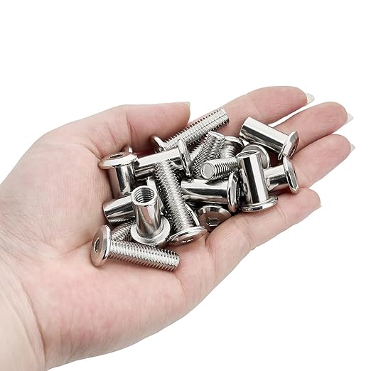 50 Pcs Silver M8x30mm Furniture Bolts Barrel Nut & Bolt - Suitable for Outdoor Applications Such Garden Fences, Gazebos and Decking Projects