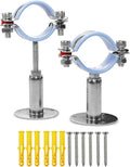AKIHISA 2 Pcs 304 Stainless Steel Pipe Supports, Wall Mount Ceiling Mount Pipe Hanger, Pipe Holder for OD Pipe 38-40MM Adjustable Height Range 50-100mm