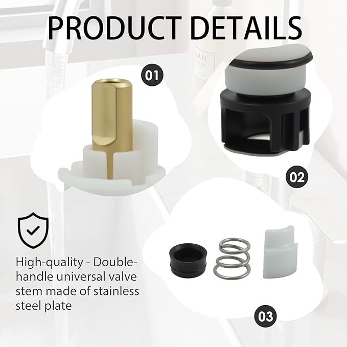 2 Pack RP25513 Faucet Stem assembly Repair Kit Compatible with Delta Two Handle Faucet Cartridge Replacement with RP24096 RP4993 Seats Springs, Bathtub Shower Sink Bathroom Faucet Parts