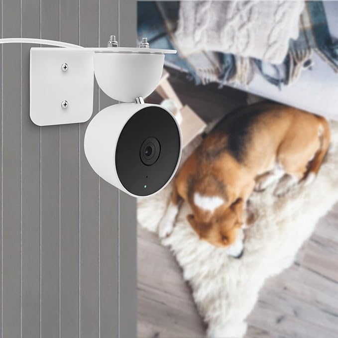 Large Metal Wall Mount Holder fits for Google Nest Indoor 2nd Generation Wired Security Cam, Flexible Installation Camera Shelf for Better View Angle Mount on Wall Deck,1 Pack