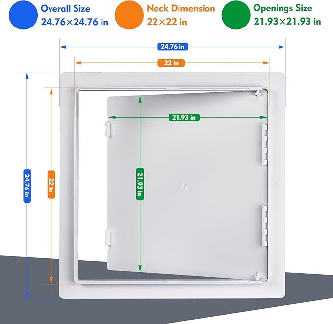 Donext Access Plumbing Panel for Drywall Ceiling, 22x22 in Plastic Access Door, Wall Hole Cover Plate for Plumbing & Electrical & Wiring, White
