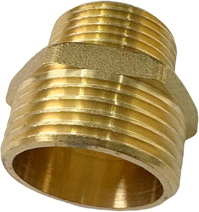 1" x 3/4" Male Threaded Hex Nipple Reducer Brass NPT Pipe Fitting Adapter Straight Connectors Pack of 2