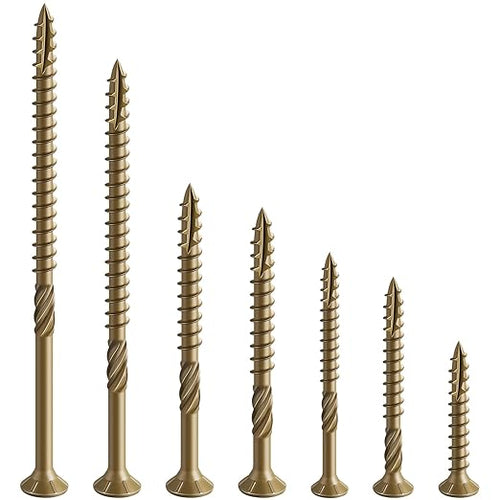 #14 * 8" Extended Deck Screws, (38 pcs) 2 lbs.Lengthen Exterior Wood Screws, Rust Resistant epoxy Coated, Bronze, T30 Star Bit