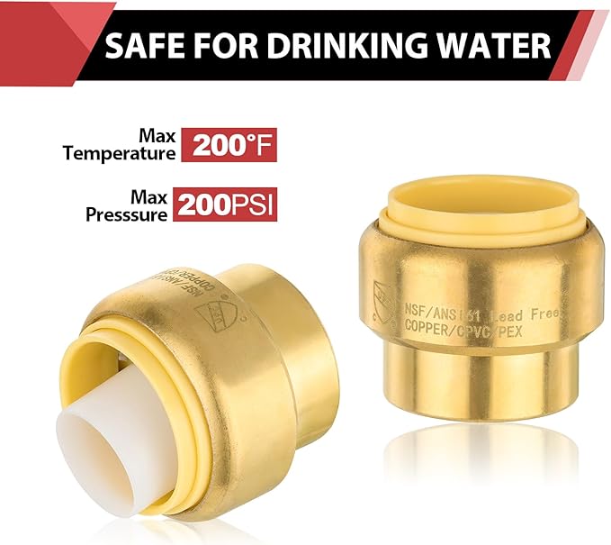 (Pack of 5) EFIELD 3/4 Inch Plug End Cap Push-Fit Fitting to Connect Pex, Copper, CPVC with Disconnect Clip,(PF099)