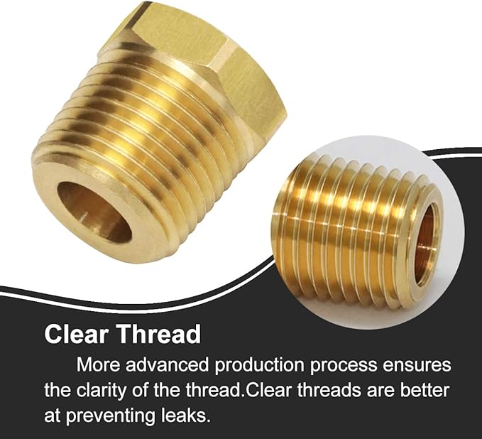 3/8 Inch NPT Male to 1/8 Inch Female NPT Thread Brass Fitting Reducing Hex Head Bushing Pipe Hose Adapter Convert Max 1200 PSI Pack of 2
