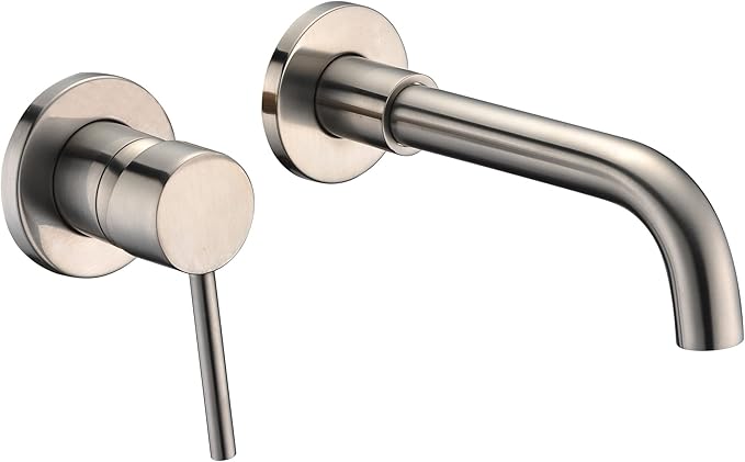 sumerain Wall Mounted Brushed Nickel Bathroom Sink Faucet Lavatory Faucet Left-Handed Design