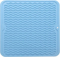Silicone Dish Drying Mat for Multiple Usage,Easy clean,Eco-friendly,Heat-resistant Silicone Mat for Kitchen Counter or Sink,Refrigerator or Drawer liner Light Blue M 12 inches x 12 inches