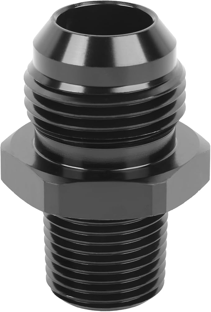 EVIL ENERGY 12AN Male Flare to 1/2" NPT Fitting Adapter Straight Aluminum Black