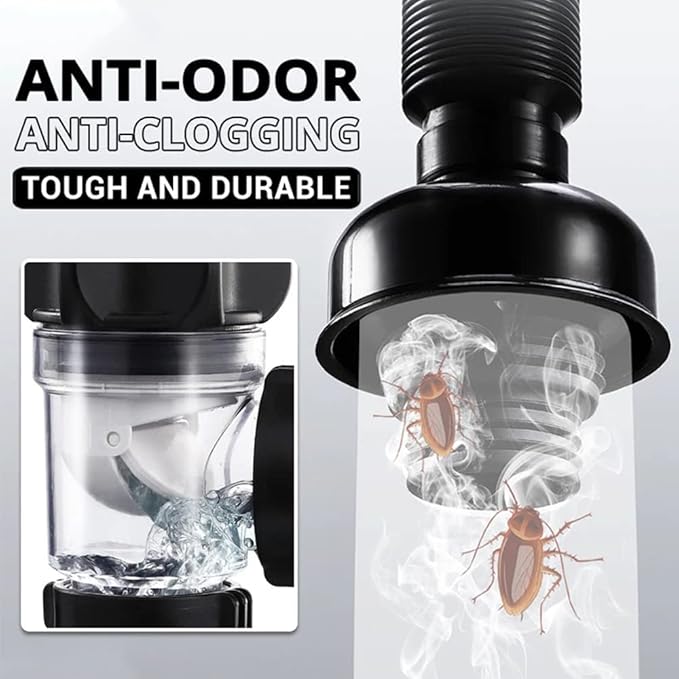 Bathroom Sink Drain Kit with Flexible Expandable P-Trap Pipe Anti-Odor Bathroom Sink Drain Pipe for 1-1/4" and 1-1/2" Hole