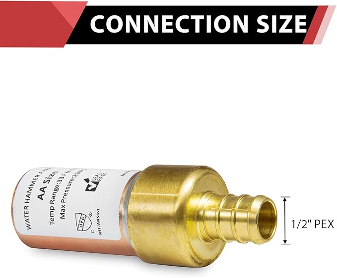 2-Pack EFIELD MH-110-1, 1/2-Inch Straight Pex Crimp Connection F1807 Copper Water Hammer Arrestor,(HAMMER001-2PCS)