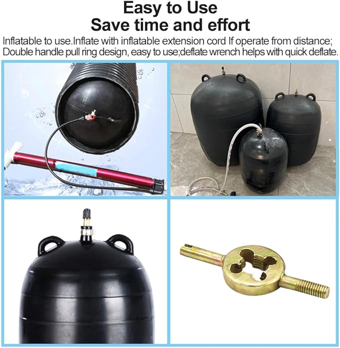 Water Shut Off Airbag with Long Hose, 3 Inch Inflatable Pipe Plug, Pipe Test Plug, Test Ball Plug, Used for Drainage Pipe, Sewage Pipe Temporary Water Blocking, Closed Water Test