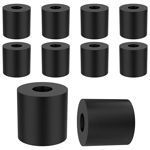 10 Pcs Black Rubber Spacers, 1" OD x 3/8" ID x 1" Thick Rubber Bushing Anti Vibration Spacer, Tear-Resistant Design for Home, Automotive & Industrial